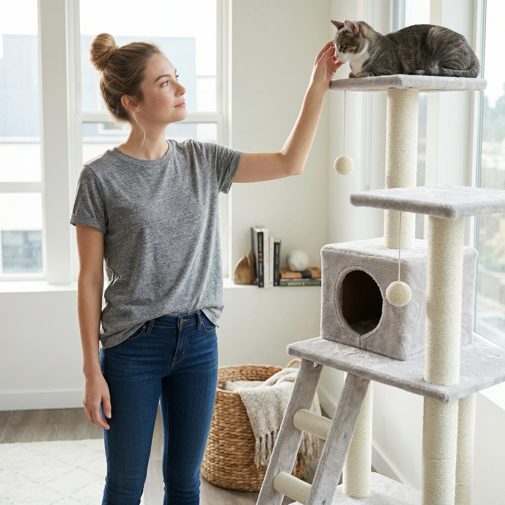 Multi-Level Cat Tree — AI product photography — Lifestyle & Scene view 3