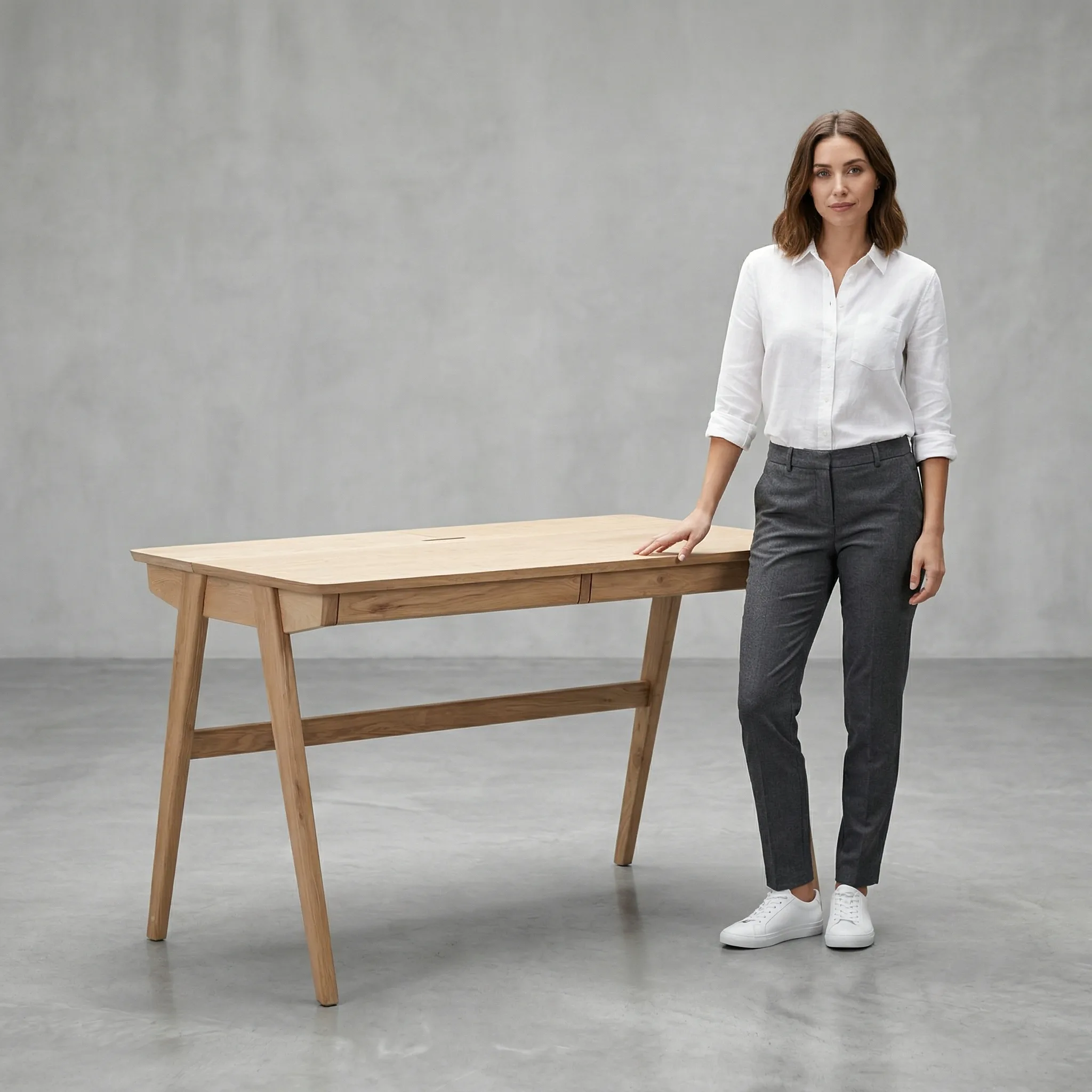Light Wood Desk with Drawers — AI product photography — Lifestyle & Studio view 1