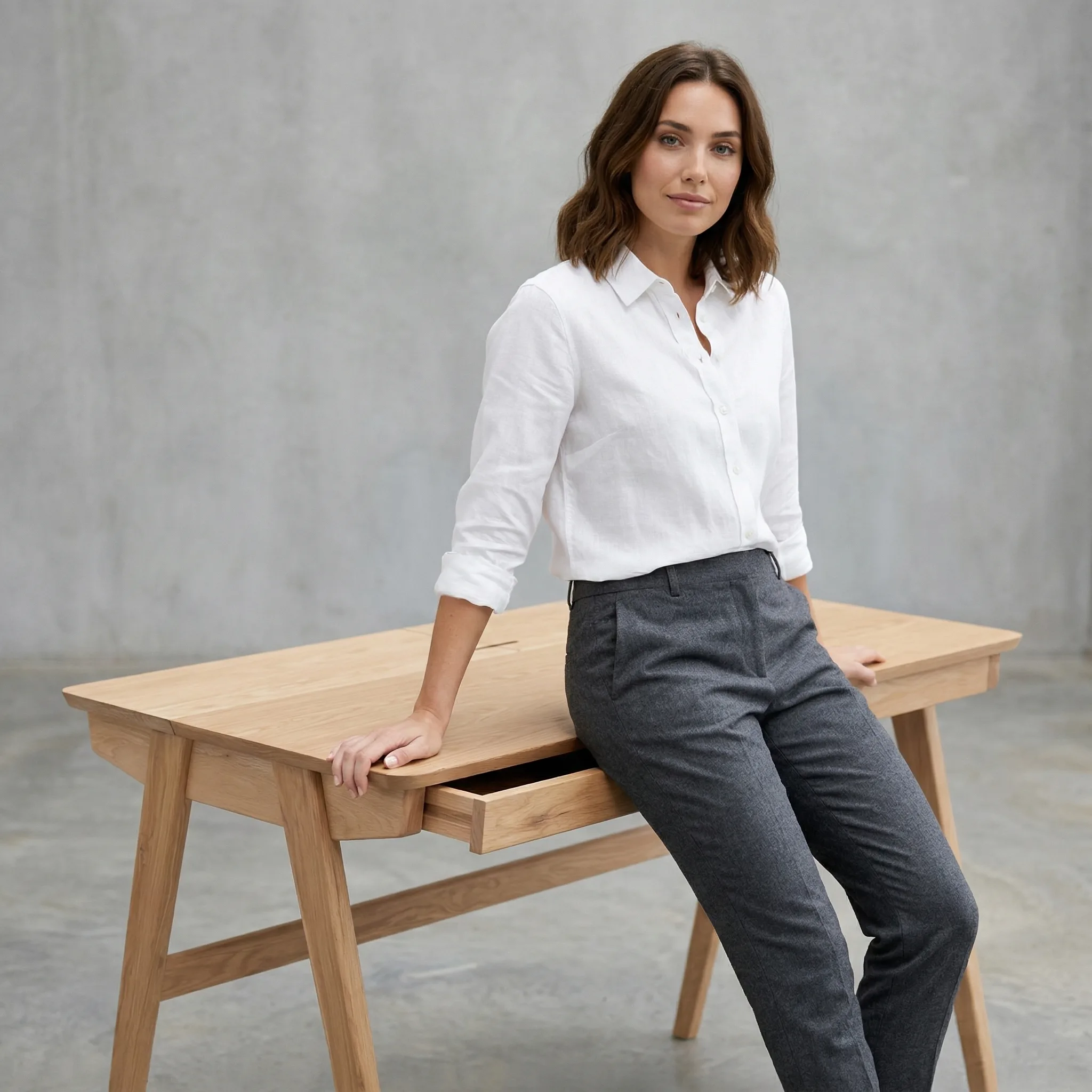 Light Wood Desk with Drawers — AI product photography — Lifestyle & Studio view 2