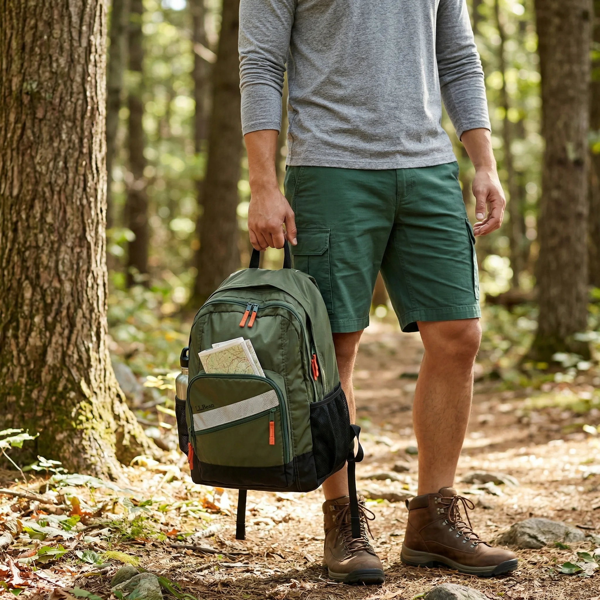 Olive Green Nylon Backpack — AI product photography — Studio & Lifestyle view 3