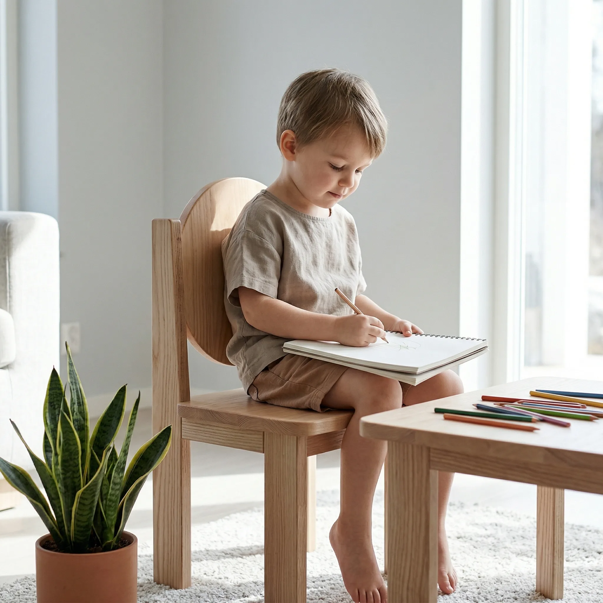 Children's Wooden Chair — AI Shopify product photography — Close-Up
