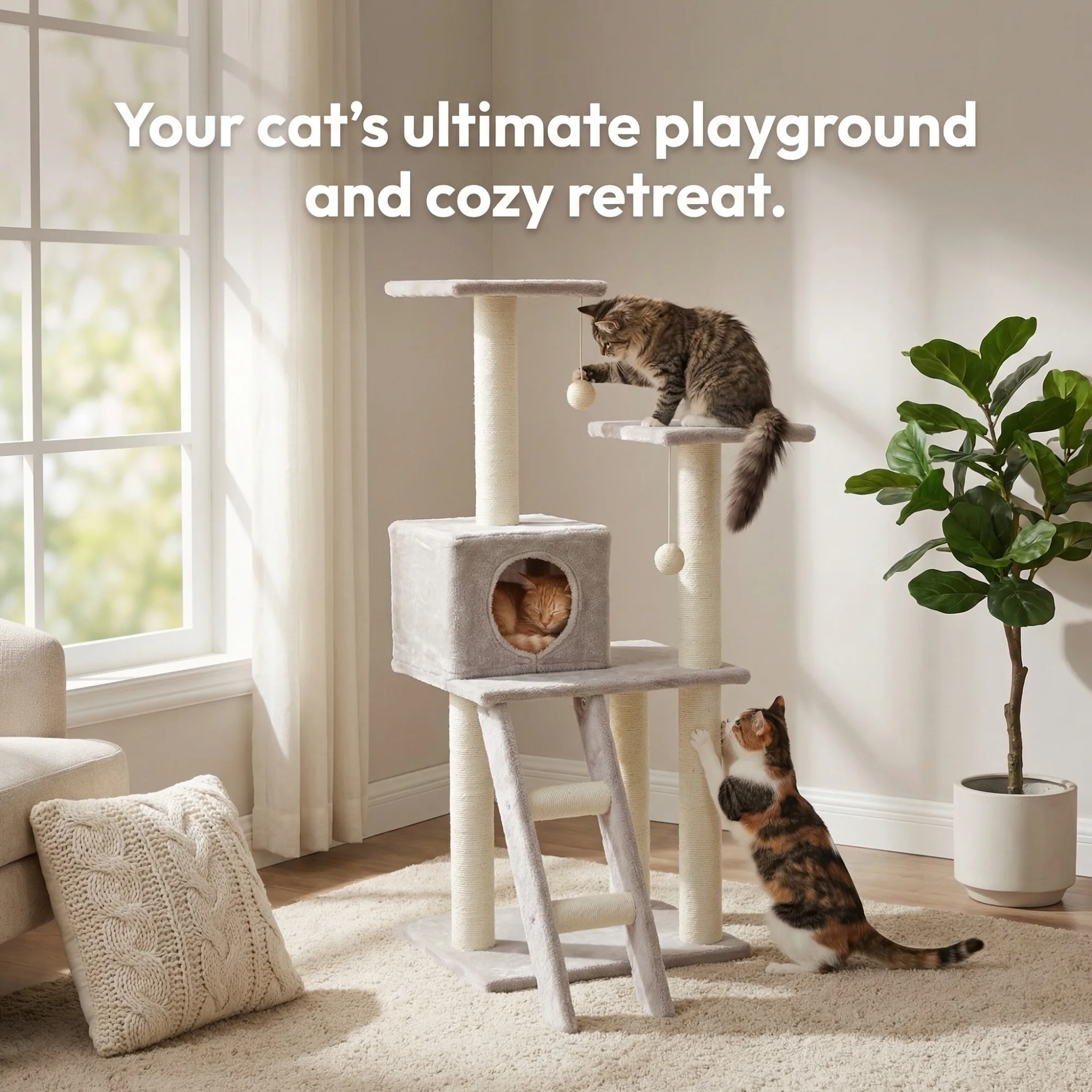 After: Cat Tree — Amazon product image generator output — Lifestyle