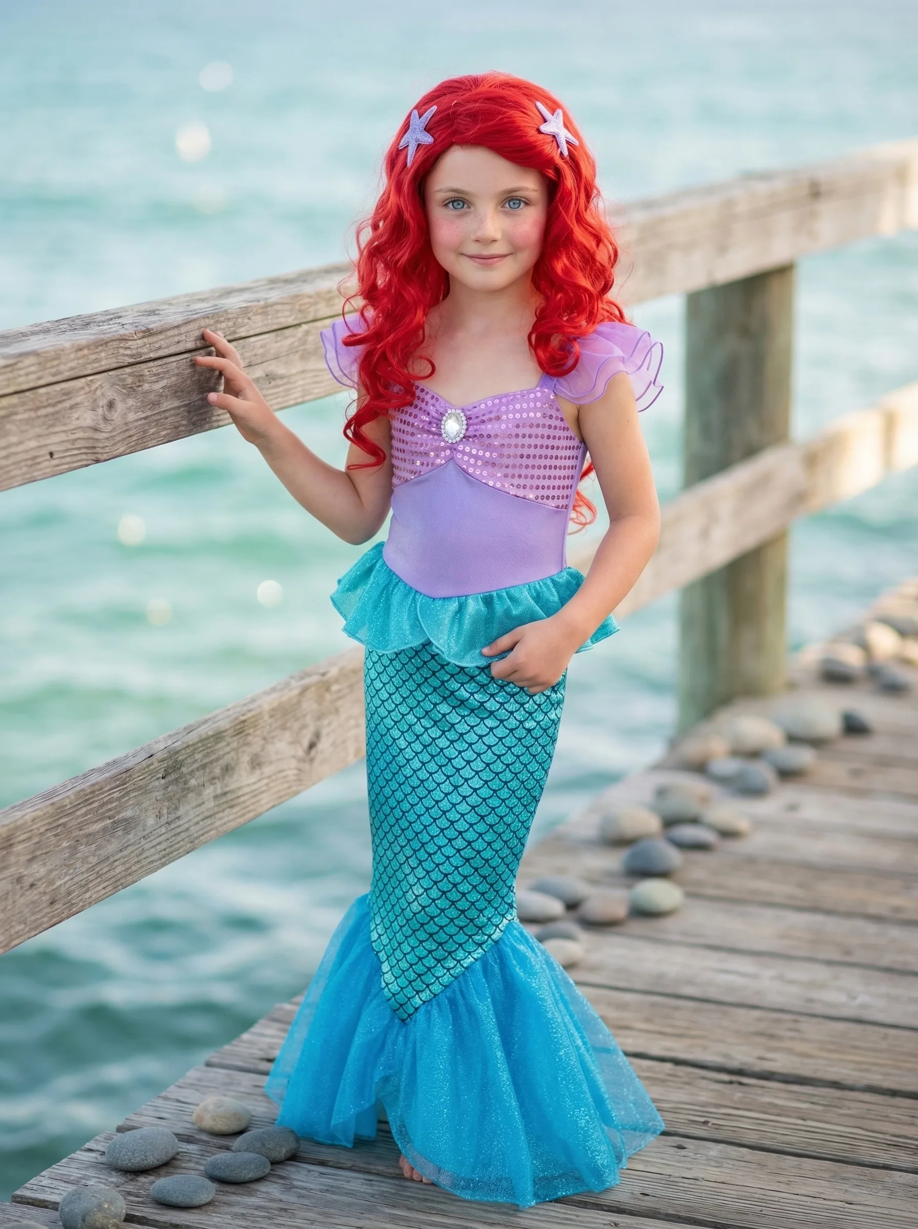 Girls' Mermaid Princess Costume — AI fashion model photography — Outdoor scene 2