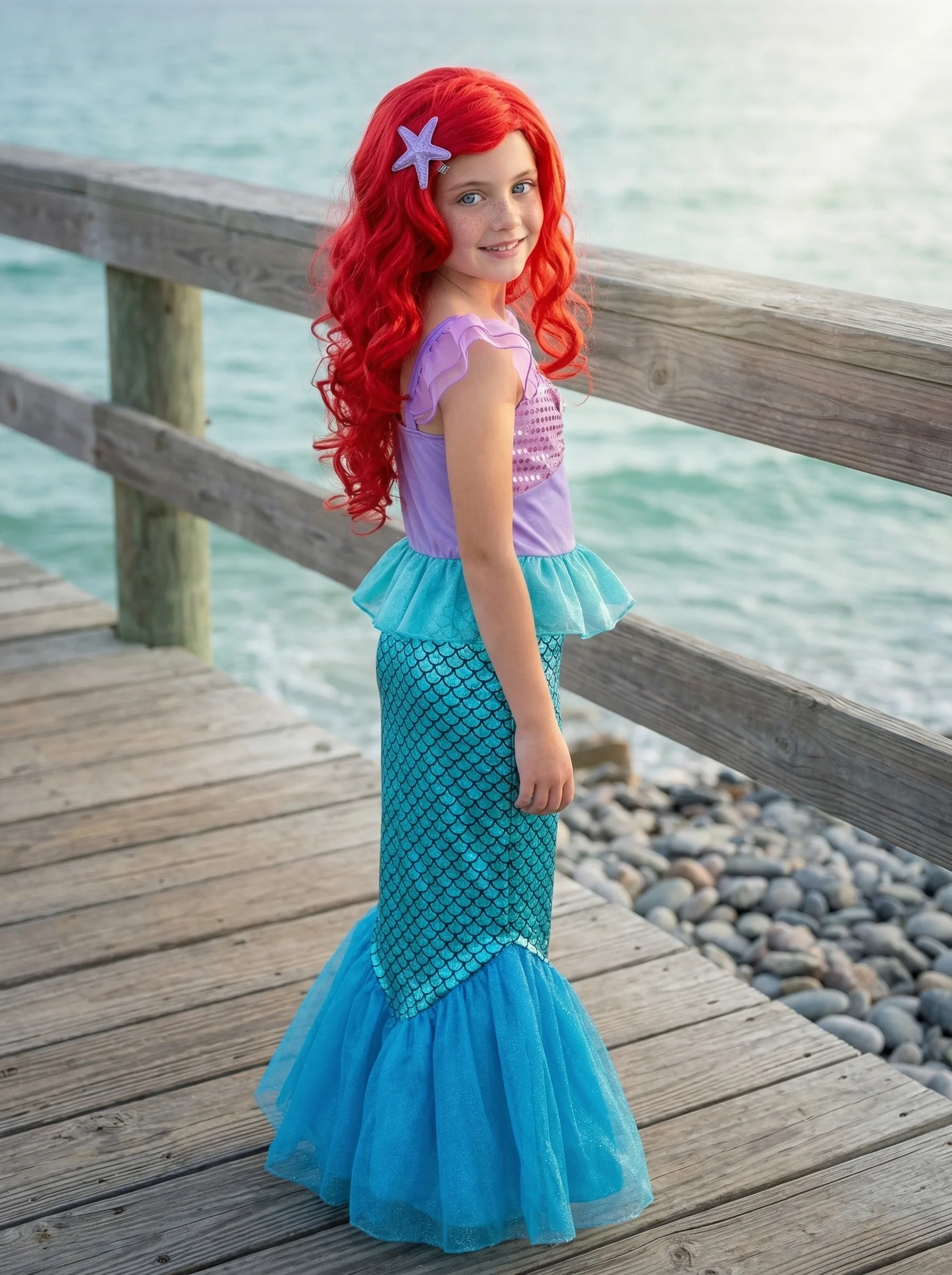 Girls' Mermaid Princess Costume — AI fashion model photography — Outdoor scene 3